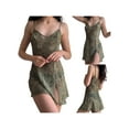 thumbnail image 5 of Ladies Perspective Slip Dress, Printing V-neck Side Split Short Skirt, 5 of 6