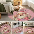 thumbnail image 6 of Pink Christmas Round Area Rug 6 FT, Non Slip Bedroom Area Rug, Santa Winter Snowflake Botanical Rustic Washable Soft Circular Carpet Floor Mat for Kitchen Dining Room Home Office Kids Room, 6 of 9