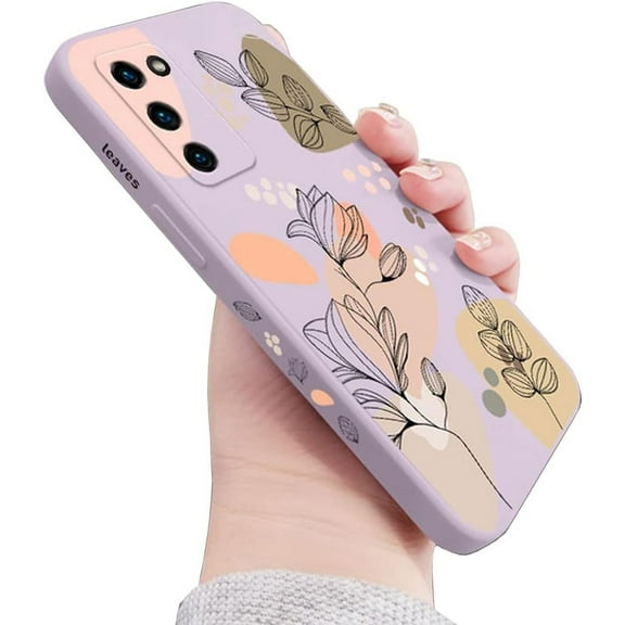 Galaxy S21 Plus Case for Women Girls Cute Plants Leaf Camera Lens Protector Soft TPU Bumper Rubber Silicone Shockproof Protective Cover Phone Case for Samsung Galaxy S21 Plus 5G 6.7"-Purple