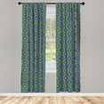thumbnail image 4 of Ambesonne Orient Window Curtains, Oriental Damask, Each 28" W x 84" L, Yellow Green Teal, 4 of 4