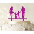 thumbnail image 1 of Wedding Cake Topper With Children Family Silhouette Cake Topper Cake Decorations Cake Color Option Available 6-7 Inches Wide, 1 of 1