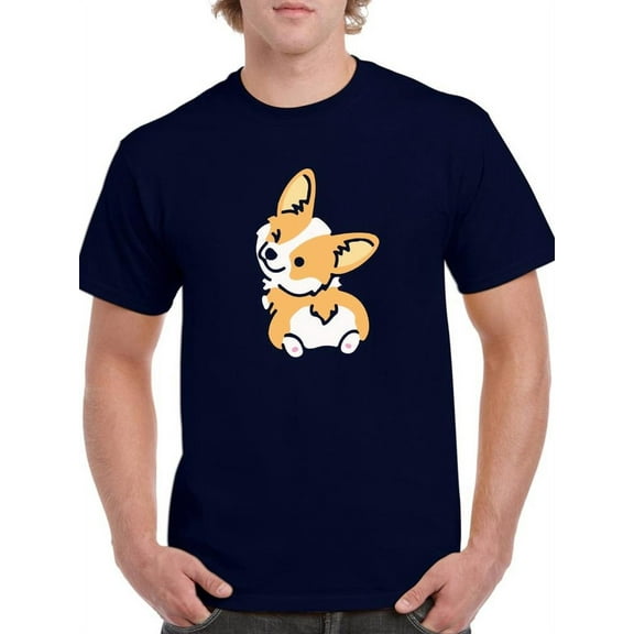 Smartprints Mens Graphic Tee - Winking Corgi - Regular Fit 100% Cotton