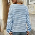 thumbnail image 4 of TFEOQRY Women's Button V Neck Top Striped Knit Long Sleeve Casual Pullover Fall Winter Sweaters Sky Blue, 4 of 7