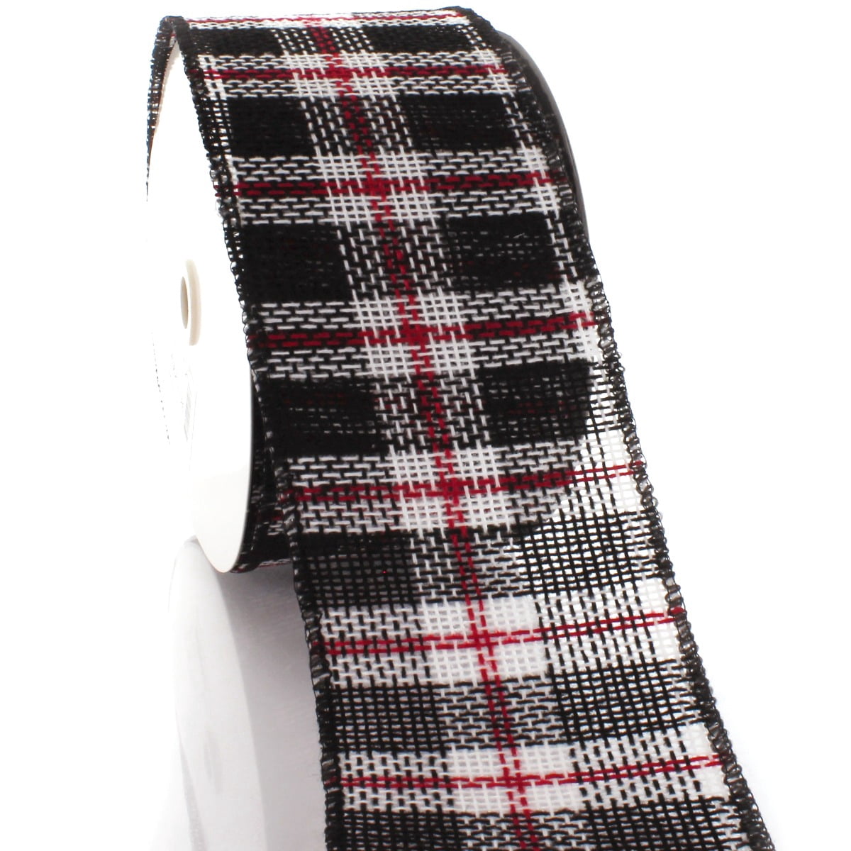4" Wired Red/Black Buffalo Plaid Burlap Ribbon 25 Yards