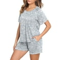thumbnail image 2 of DreamFish Women's Summer Short Sleeve Top and Shorts Pajama Ladies Soft Pjs Lounge Set with Pockets, 2 of 5