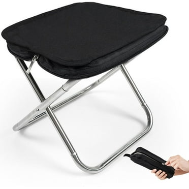 Portable Folding Stool Ultralight Camping Fold up Foot Rest Stool for Outdoor Living Travel BBQ, Black