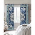 thumbnail image 3 of Blue Boho Blackout Curtains 84 Inches Long for Bedroom, Farmhouse Bohemian Medallion Oriental Flower Thermal Insulated Room Darkening Black Out Window Curtain Panels Grommet Drapes for Living Room, 3 of 8