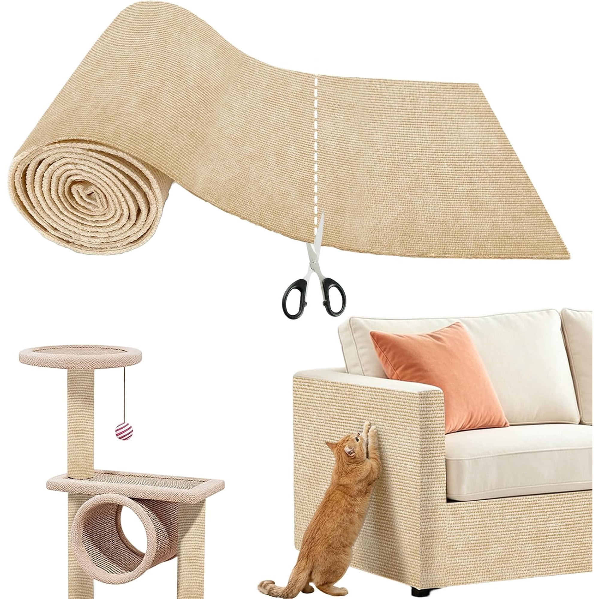 Heavy Duty Cat Scratch Mat for Couch (Khaki 39.3 x 15.8 )