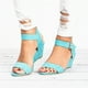 thumbnail image 1 of Sandalias bajas de gamuza con hebilla de tacón de cuña y punta redonda de color liso para mujer Wmkox8yii  shjk5892, 1 of 3