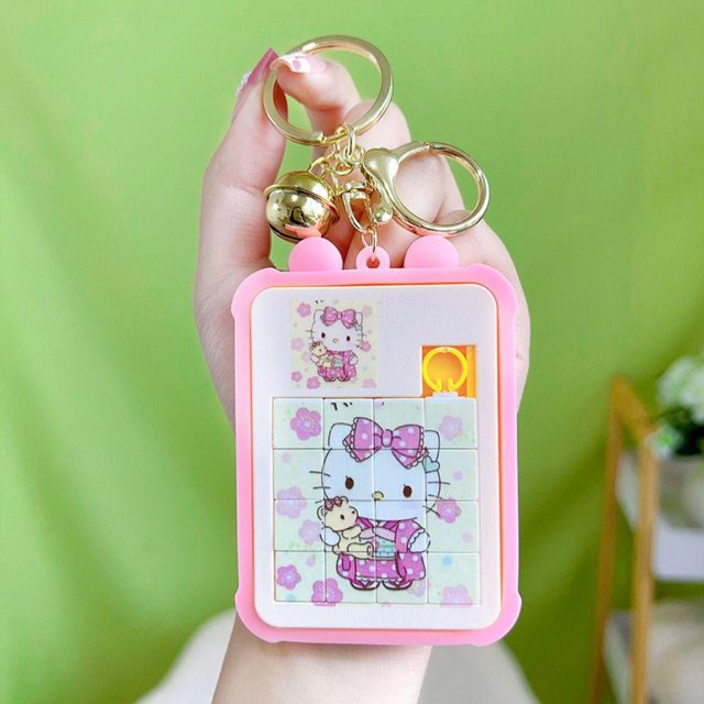 BISKING Cinnamoroll Puzzle Llavero , Pikachu Doraemon , Campana Creativa Colgante De Dibujos Animados Juguete Pareja