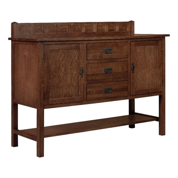 Crafters and Weavers Arts and Crafts 2-Door Solid Wood Sideboard in Walnut