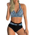 thumbnail image 1 of LAICAIW Womens Two Piece Swimsuits Wrap Front Bikini High Waisted Bottom Tummy Control Bathing Suits Vintage Print Swimwear, 1 of 7