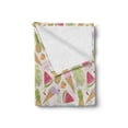 thumbnail image 2 of Summer Soft Flannel Fleece Throw Blanket, Doodle Pattern of Ice Creams Watermelon Slices Pineapples Cherries and Mandarins, Cozy Plush for Indoor and Outdoor Use, 50" x 70", Multicolor, by Ambesonne, 2 of 5