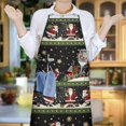 thumbnail image 5 of Black Christmas Santa Pattern Apron-Garden Aprons for Women with Pockets-Cotton Linen Waterproof Kitchen Cooking Gardening Aprons Adjustable for Kitchen,Cooking,BBQ and Salon 33"x27", 5 of 7