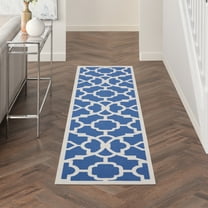 Waverly Sun N' Shade Indoor/Outdoor Modern Trellis Lapis 2'3" x 8' Area Rug, Easy Clean, Eco-Friendly, Bed Room, Living Room, Dining Room, Hallway, (8' Runner)