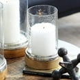 thumbnail image 5 of DecMode 3-Slot Brown Wood Pillar Hurricane Lamp with Glass Candle Holders, Set of 3, 5 of 12