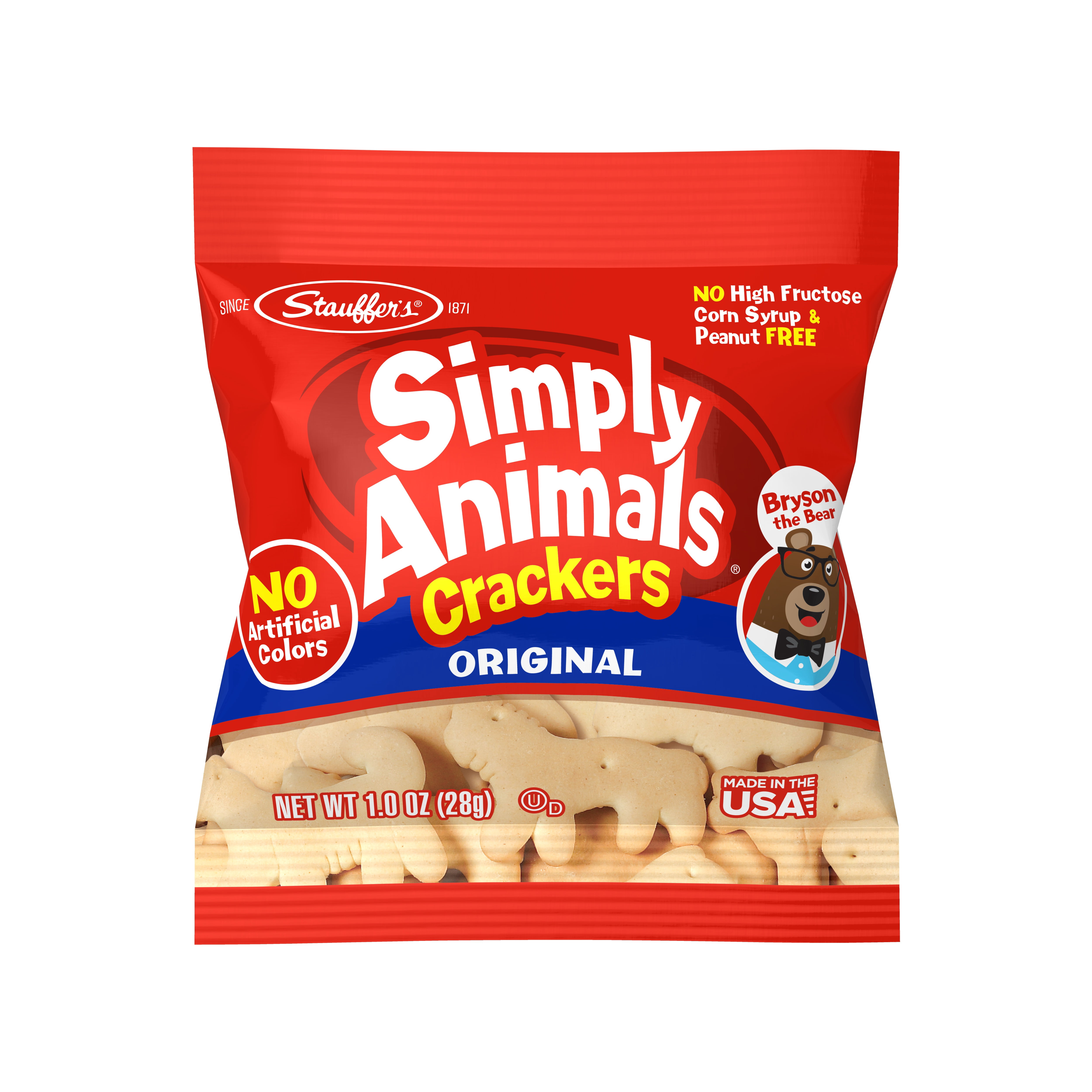 (6 pack) Stauffer's Simply Animals Original Animal Crackers, Kid Snacks, 12-1oz School Snack Packs