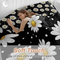 thumbnail image 4 of White Daisy Bedding Duvet Cover Set Queen Size 4 Pieces Flowers Black Background Modern Art Bedding Set with Zipper Closure, 1 Comforter Cover 90x92 Inches 1 Flat Sheet & 2 Pillow Cases, 4 of 7