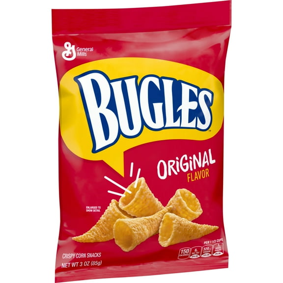 Bugles Crispy Corn Snacks, Original Flavor, Snack Bag, 3 oz