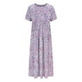thumbnail image 5 of LOVZFMLL Summer Dresses for Women Short Sleeve A-Line Maxi Dresses Casual Floral Boho T-Shirt Dresses Flowy Beach Sundresses with Pockets Light Purple A XL, 5 of 5