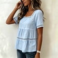 thumbnail image 4 of Trikvn Women'S Short Sleeve Shirts Square Neck Lace Peplum Loose Fit Summer Trendy Tops Travel Boho Beach Casual Daily Vacation Solid Tunic Blouses, 4 of 6