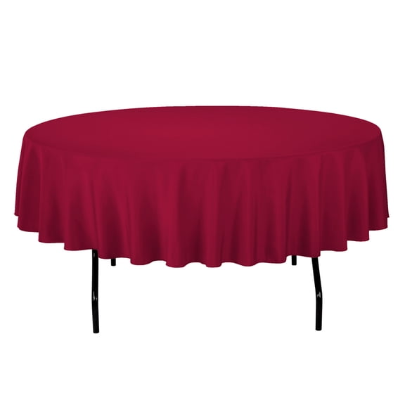 LinenTablecloth 90 in Round Cotton-feel Tablecloth Burgundy