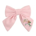 thumbnail image 2 of Vorkoi Baby Girl Embroidery Flower Plain Bows Hair Clips, Fabric Cotton Linen Handmade Hair Accessories for Little Girls Toddler Kids Children, 2 of 6