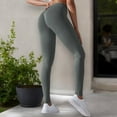 thumbnail image 2 of High Waist Seamless Ribbed Full Length Leggings- Small, Dark Gray, 2 of 6