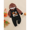 thumbnail image 3 of Bagilaanoe Newborn Baby Boy Girl Halloween Jumpsuit Checkerboard Print Long Sleeve Hooded Bodysuit 3M 6M 12M 18M 24M Infant One Piece Rompers, 3 of 7