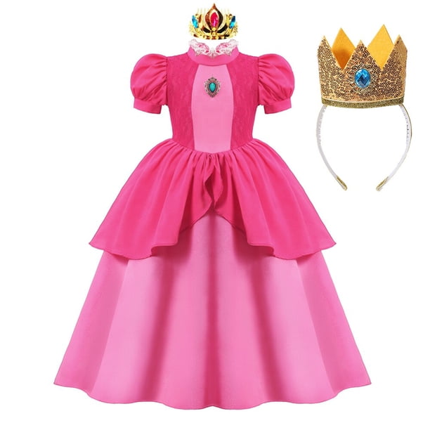 Vestidos de princesa de melocotón para niñas, disfraz de fantasía con manga de burbuja, trajes de Cosplay para fiesta de Halloween, ropa para niños de 2 a 10 años Fivean unisex