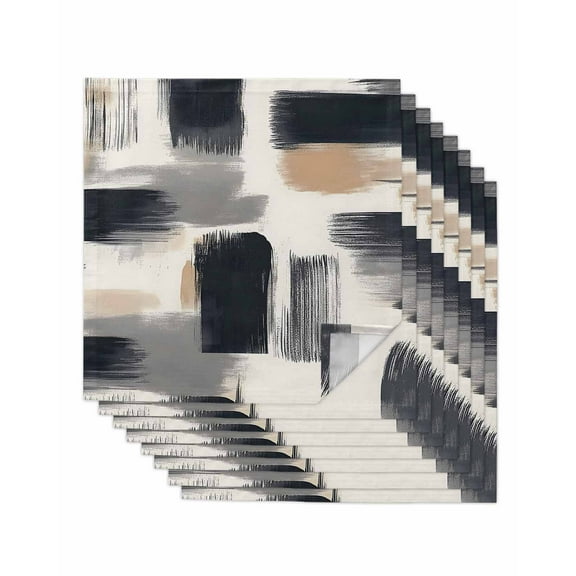 Hokiten Kitchen Dinner Napkins Set of 8 Black Geometric Cloth Napkins Reusable Washable Table Napkins for Weddings Cocktail Parties Holiday Table Decor 20x20 Inch