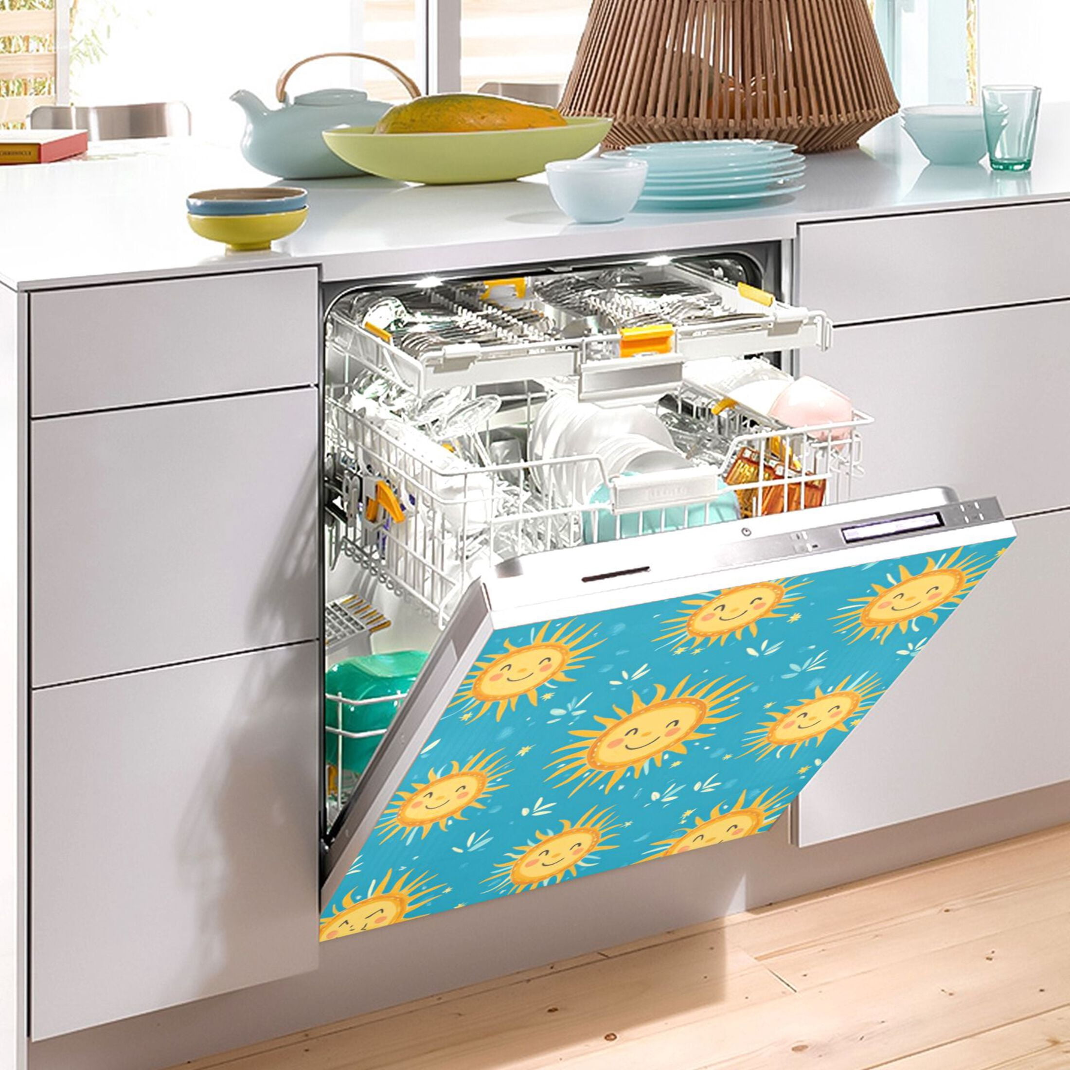 Dishwasher Magnetic Sticker 23x26 Inch Refrigerator Magnetic Sticker Washing Machine Magnetic Sticker Kitchen Panel Magnetic Sticker Home Decor Lovely Smile Sun Seamless