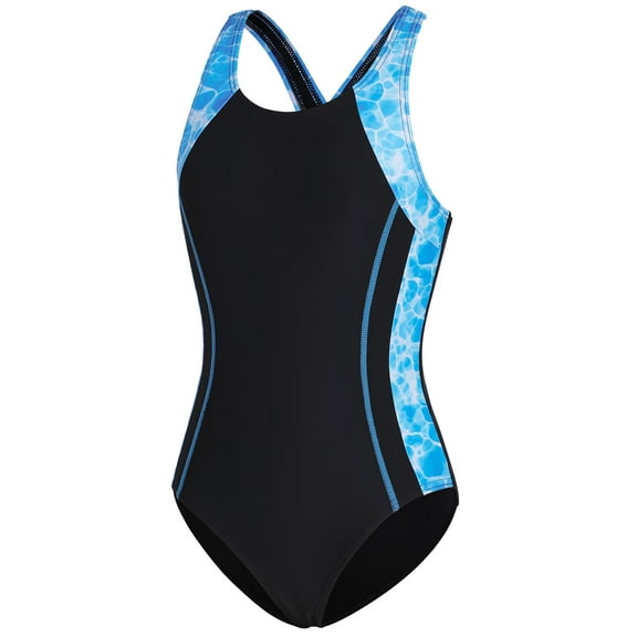 Charmo Color Blocked Swimsuit for Girls Athletic One Piece Practice Swimwear Racerback Bathing Suit, Size 8-16