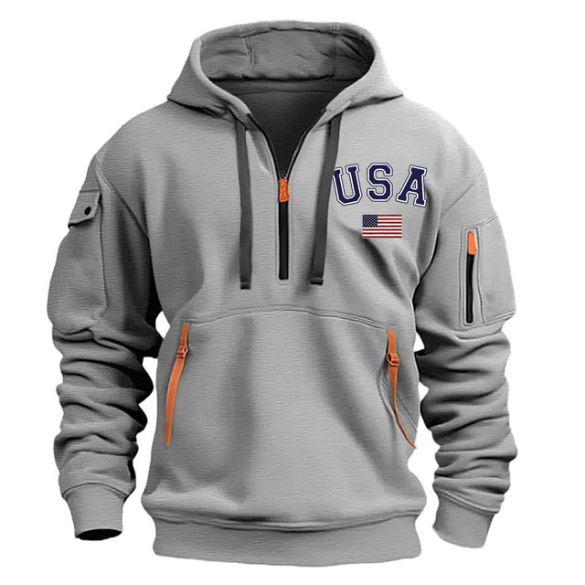 Men's Casual Long Sleeve Hoodie Spring Autumn Outdoor Comfortable Unique Design Solid Color Pullover Sweatshirt for Large Size
