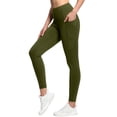 thumbnail image 2 of Compression Leggings with Pockets for Women Tummy Control Leggings No Front Seam Workout High Waist Yoga Pants Army Green 2XL, 2 of 7