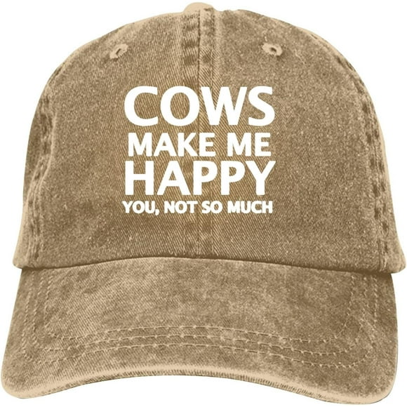 Cows Make Me Happy You,not So Much Baseball Cap Vintage Adjustable Washed Hats Cowboy Hats Denim Dad Hat for Men Women Boy Girl