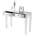 thumbnail image 2 of Ktaxon 2-Drawer Mirrored Vanity Makeup Table - Mirrored Console Desk Vanity Furniture Nightstand Glass Bedside Table, Silver, 2 of 7