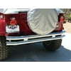 Rampage by RealTruck Rear Double Tube Bumper for Jeep Wrangler/CJ | Reciever Hitch, Stainless Steel, Polished | 8448 | Compatible with 1976 - 2006 Jeep CJ, Wrangler YJ & TJ