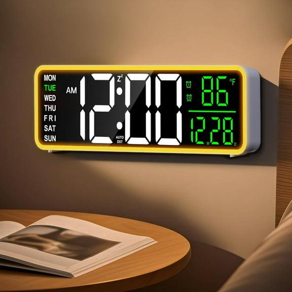 Mee 2ou Digital Wall Clocks for Heavy Sleepers, Dual Loud Alarm(Black)