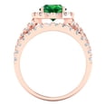 thumbnail image 4 of 1.92 ct Brilliant Round Cut Emerald 14k Rose Gold Halo Solitaire with Accents Engagement Bridal Wedding Ring Band Set size 5.75, 4 of 7