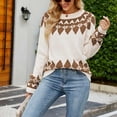 thumbnail image 1 of Cardigans Légers pour Femmes Mode Décontractée Rétro Impression Couleur Tricot Manches Longues Col Roulé Chandail Cardigans Légers pour Femmes en Liquidation, 1 of 5
