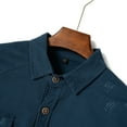 thumbnail image 5 of Men's High Quality Cargo Shirts Long Sleeve Buttons Blouses Lapel V Neck Tops Two Front Pocket Ultra Cotton Mens Blouses Dark Blue,S, 5 of 6