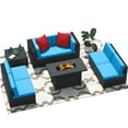 thumbnail image 5 of Homall 8 Pieces Rattan Patio Furniture Conversation Set with 43" Gas Propane 50000 BTU Fire Pit Table Outdoor Sectional Sofa for Backyard,Blue, 5 of 9