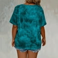thumbnail image 4 of EchfiProm Plus Size Tops for Womens Elegant Dark Blue Fanshion Tie-Dye Short Sleeve V Neck Loose Blouse, 4 of 6