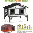 thumbnail image 7 of Heated Outdoor Cat House with Heating Pad and Insulated Liner in Winter, Feral Cat Shelter with Weatherproof Roof and Elevated Base, Kitten Condo with 3 Escape Doors Outside (Black & White, Medium), 7 of 7