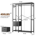 thumbnail image 3 of GIKPAL Clothes Racks, 72.8'' Heavy Duty Garment Rack for Clothing Storage with Shelves Closet Shelves with 2 Drawers, 4 Hooks, 2 Hanging Rods Freestanding Closet Organizer, Black, 3 of 8