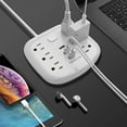 thumbnail image 4 of Gzxs Power Strip 6 Outlet 3 USB with Switch Control, Fast Charge Electric Fireproof With 5 ft Extension Cord, for Home Office, White, 4 of 8