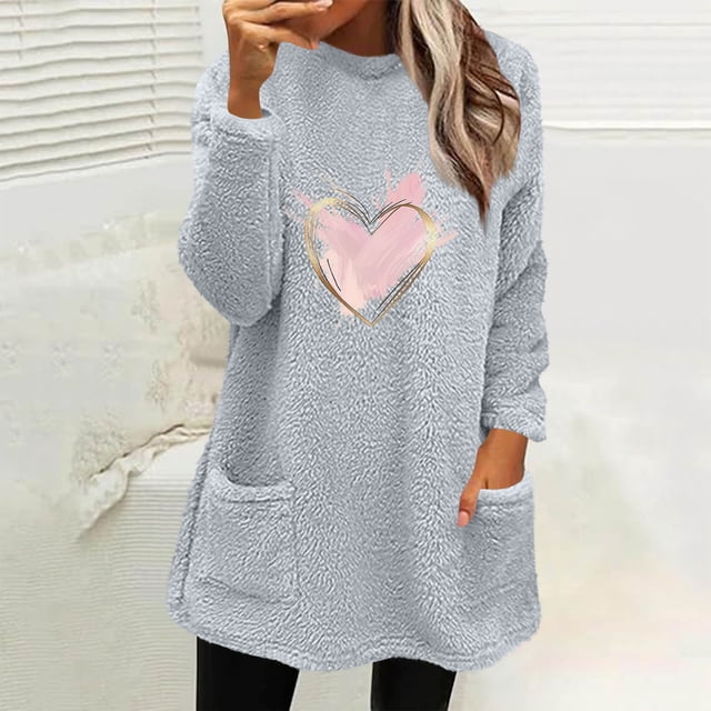Ailaofu Womens Fall Long Sleeve T-Shirts Casual Tops for Leggings Loose Soft Blouses with Pocket
