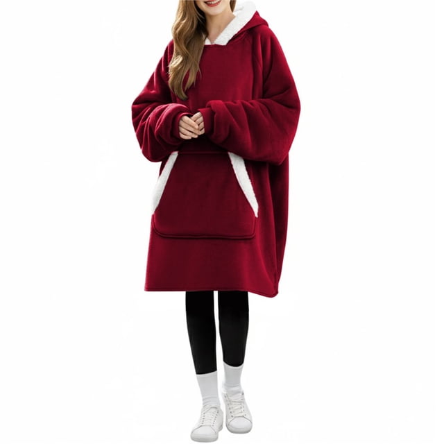 Sudadera con Capucha Tipo Manta para Mujer, de Forro , Cálida y Acogedora, con Bolsillo. Ante Talla Única