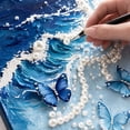 thumbnail image 6 of DIY Ocean Wave Pearl Diamond Painting Art Kit with Frame, Beach Pearl Beads Art Craft for Adults Beginner, Gemstone Diamond Dots Beads for Home Wall Decor, 6 of 7